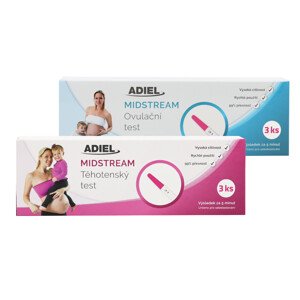 ADIEL Súprava Midstream testov - tehotenský test 3ks + ovulačný test 3ks