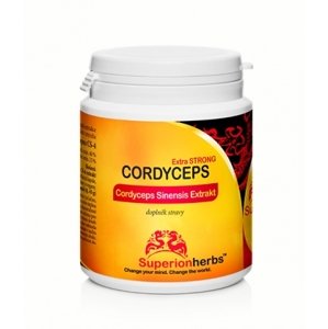 Cordyceps - Superionherbs, 90 kps x 500 mg, Extrakt 40% polysacharidov, 15% manitolu