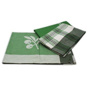 HOME ELEMENTS Set utierok z egyptskej bavlny 50*70 cm, Zelené listy, 3 ks
