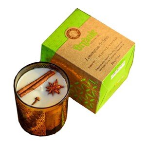 ARÔME Organická vykurovacia sviečka 200g v skle so zlatou fóliou, Lemongrass & Spice 1ks